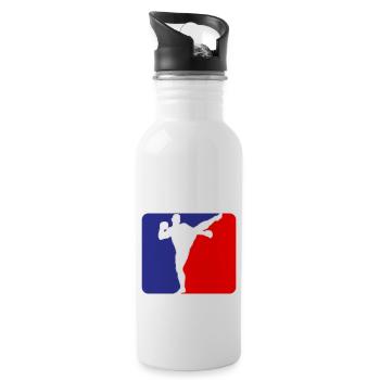 Martial Arts Fighter Kickboxing Logo Colors changeable - Water bottle with straw - white - Right
