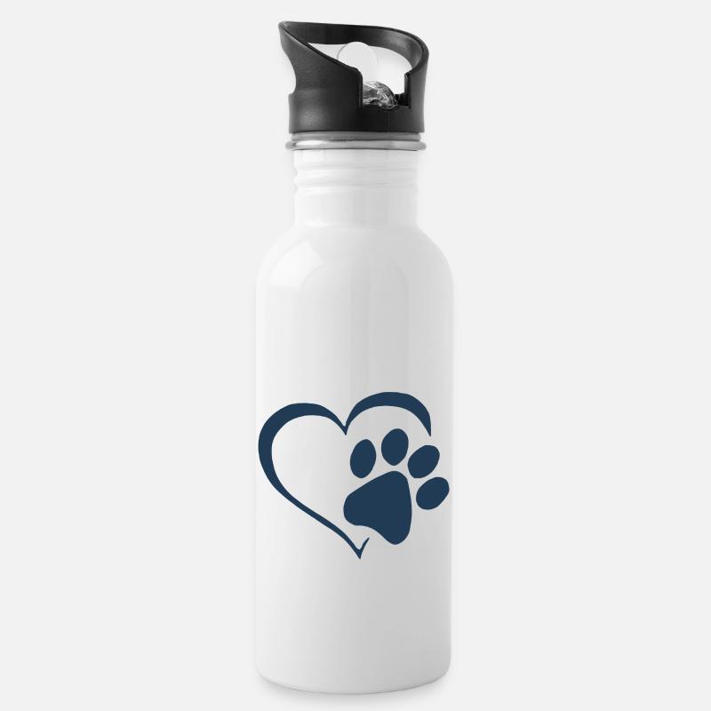 chihuahua paw - Trinkflasche mit integriertem Trinkhalm - Weiß
