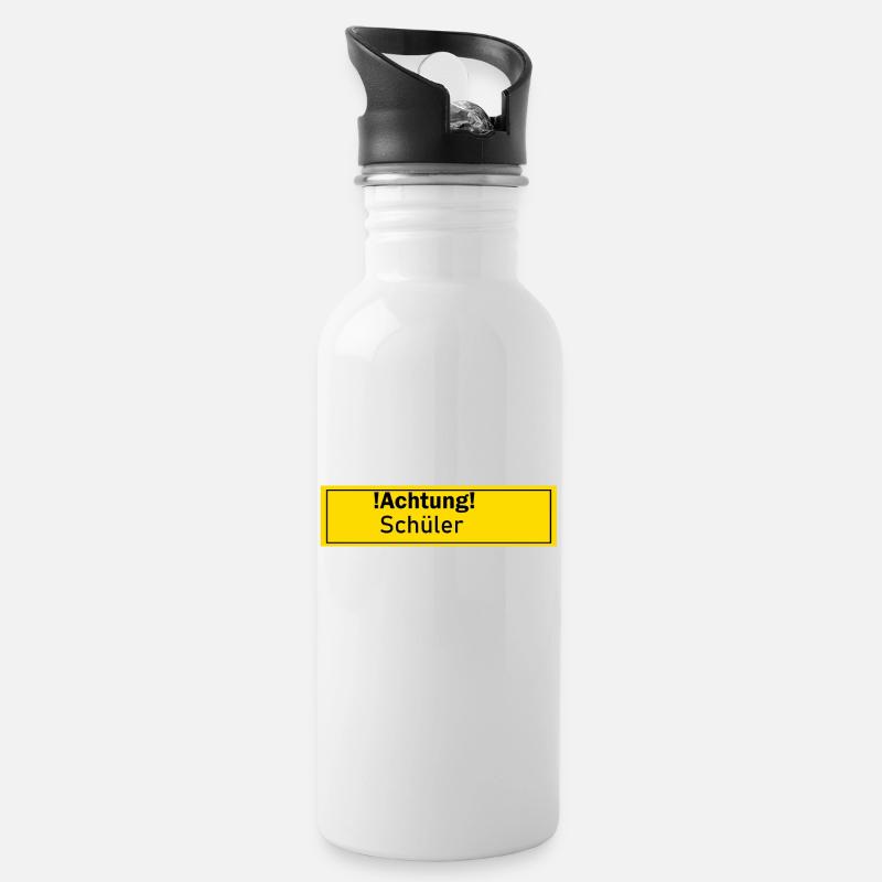 Schüler Schülerin Schule Geschenk Geschenkidee - Trinkflasche mit integriertem Trinkhalm - Weiß