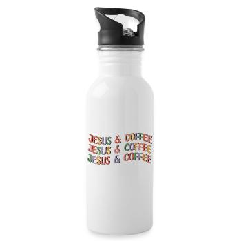 Jesus & Coffee - Water bottle with straw - white - Right