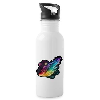 Regenbogen-Komet: Ein farbenfrohes Design-Erlebnis - Trinkflasche mit integriertem Trinkhalm - Weiß - Rechts