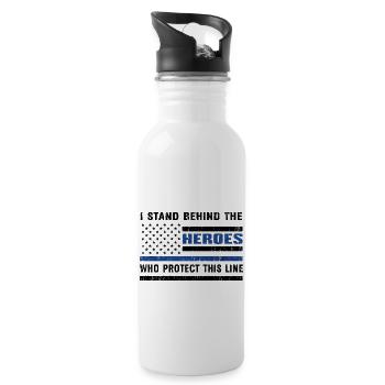 Police I Stand Behind The Heroes - Water bottle with straw - white - Right