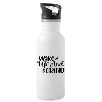 Wake Up And Grind - Water bottle with straw - white - Right
