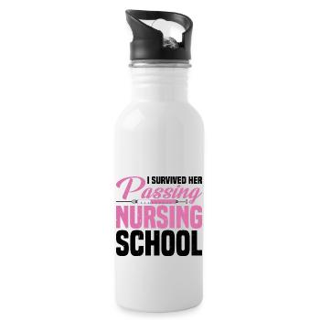 I Survived Her Passing Nursing School 15 - Water bottle with straw - white - Right