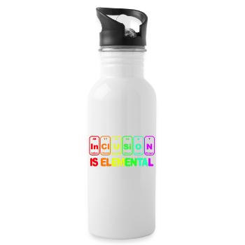 Inklusion ist elementar # - Trinkflasche mit integriertem Trinkhalm - Weiß - Rechts