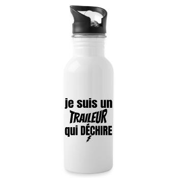 traileur qui déchire - Gourde avec paille intégrée - blanc - Droite