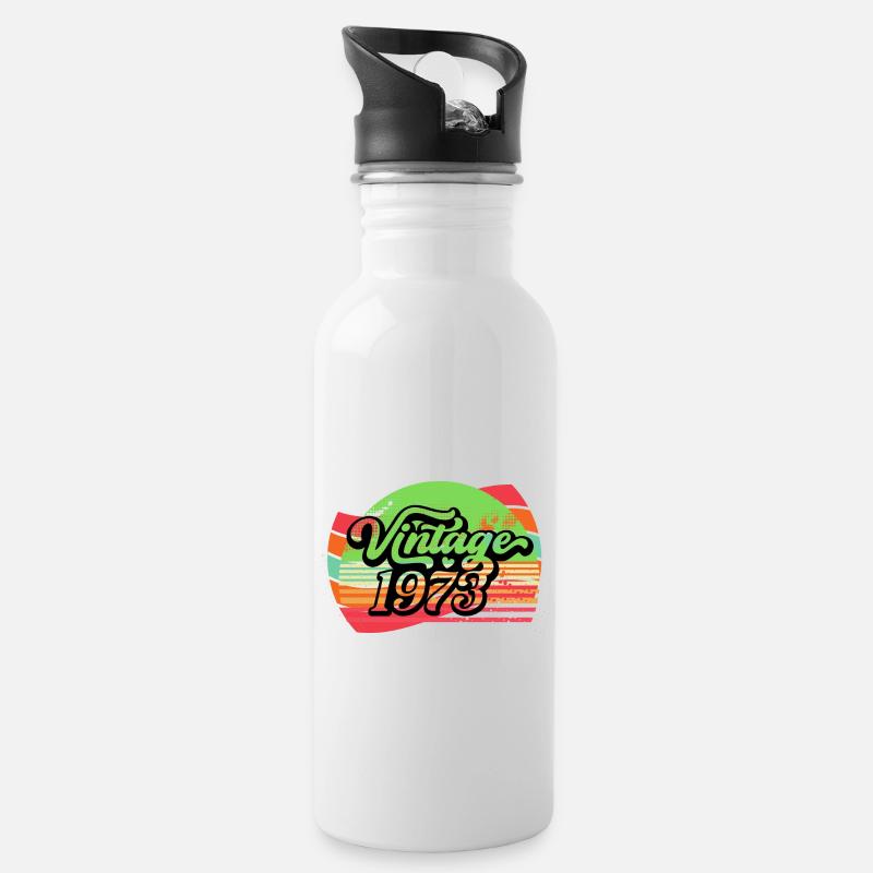 Vintage 1973 - Trinkflasche mit integriertem Trinkhalm - Weiß