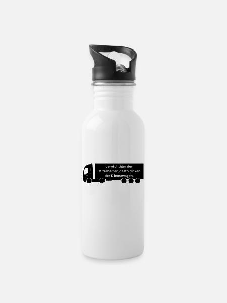 Je wichtiger der Mitarbeiter, desto größer sein... - Trinkflasche mit integriertem Trinkhalm - Weiß