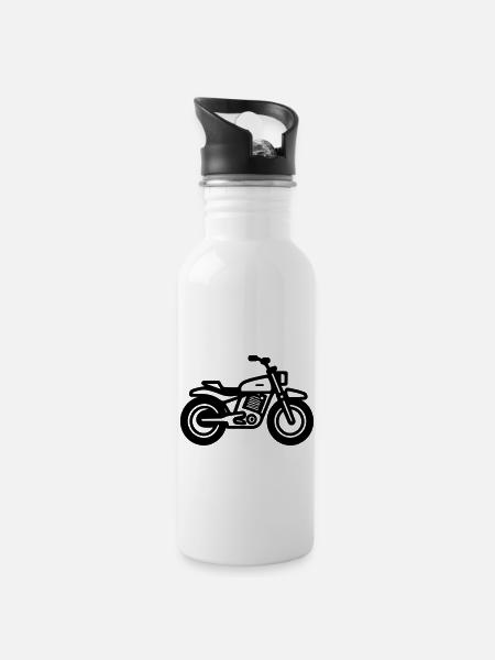 Motorrad - Trinkflasche mit integriertem Trinkhalm - Weiß