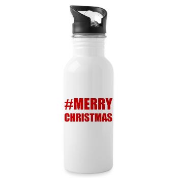CHRISTMAS. HAPPY NEW YEAR. SAINT SYLVESTER. NEW YEAR. - Water bottle with straw - white - Right