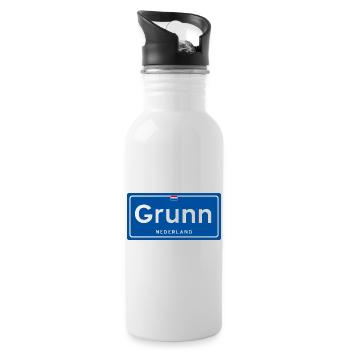 Grunn (Groningen) place name sign - Water bottle with straw - white - Right