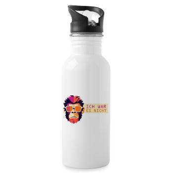 Ich war es nicht Affe - Trinkflasche mit integriertem Trinkhalm - Weiß - Rechts