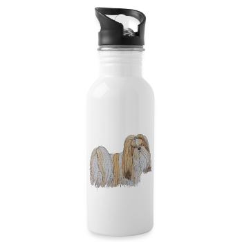 Lhasa Apso Fun - Water bottle with straw - white - Right
