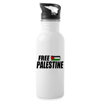 Free palestine - Trinkflasche mit integriertem Trinkhalm - Weiß - Rechts
