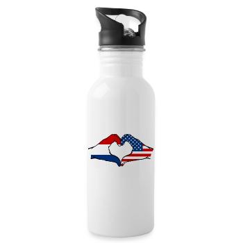Holland USA heart shape with hands - Water bottle with straw - white - Right