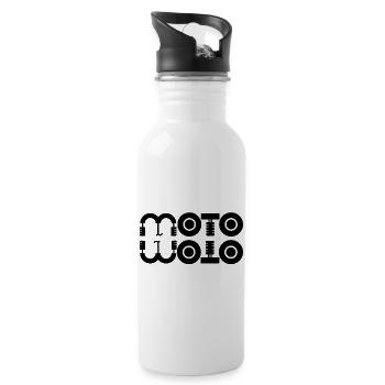 moto, fan de moto, logo moto, motard - Gourde avec paille intégrée - blanc - Droite