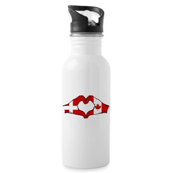 Danemark Canada en forme de coeur avec les mains - Gourde avec paille intégrée - blanc - Droite