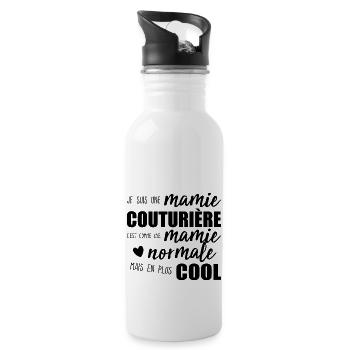 Mamie Couturière Humour Mamie Cadeau - Gourde avec paille intégrée - blanc - Droite