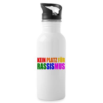 kein platz für rassismus - Trinkflasche mit integriertem Trinkhalm - Weiß - Rechts