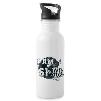 I'm 61 plus 1 middle finger Skull funny 62nd - Water bottle with straw - white - Right
