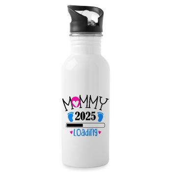 Mother 2025 loading, I will be a mother in 2025 - Water bottle with straw - white - Right