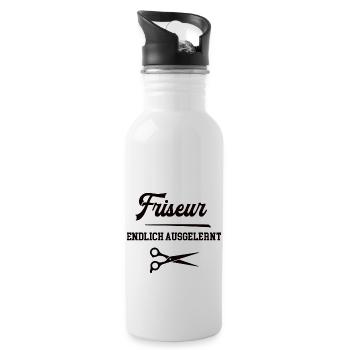 Friseur Ausbildung Bestanden Azubi Friseure - Trinkflasche mit integriertem Trinkhalm - Weiß - Rechts