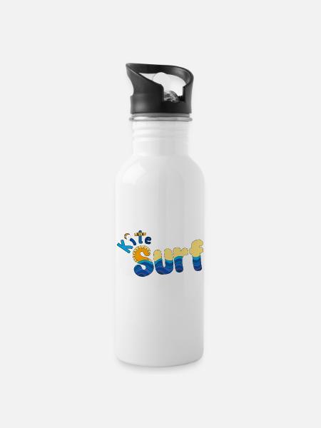 Kitesurf lettering - Water bottle with straw - white