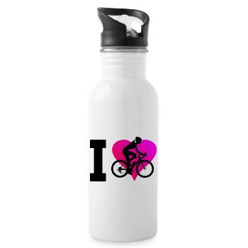 Men Cycling Cycling Mtb Cyclist - Water bottle with straw - white - Right