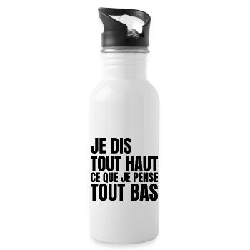 je dis tout haut ce que je pense tout bas - Gourde avec paille intégrée - blanc - Droite