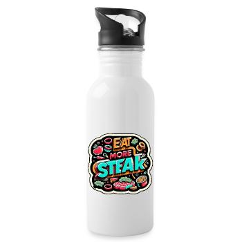 Eat More Steak 13 - Trinkflasche mit integriertem Trinkhalm - Weiß - Rechts