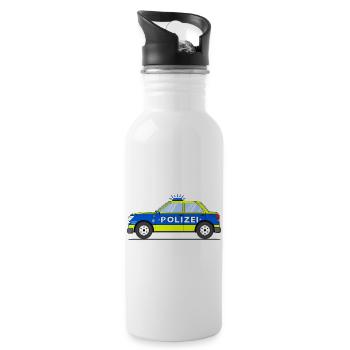 Voiture de police en bleu et jaune - Gourde avec paille intégrée - blanc - Droite