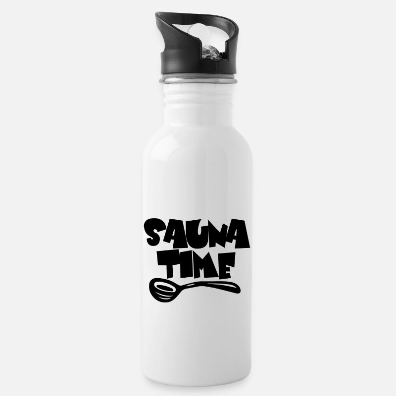 Sauna Wellness Spa - Trinkflasche mit integriertem Trinkhalm - Weiß