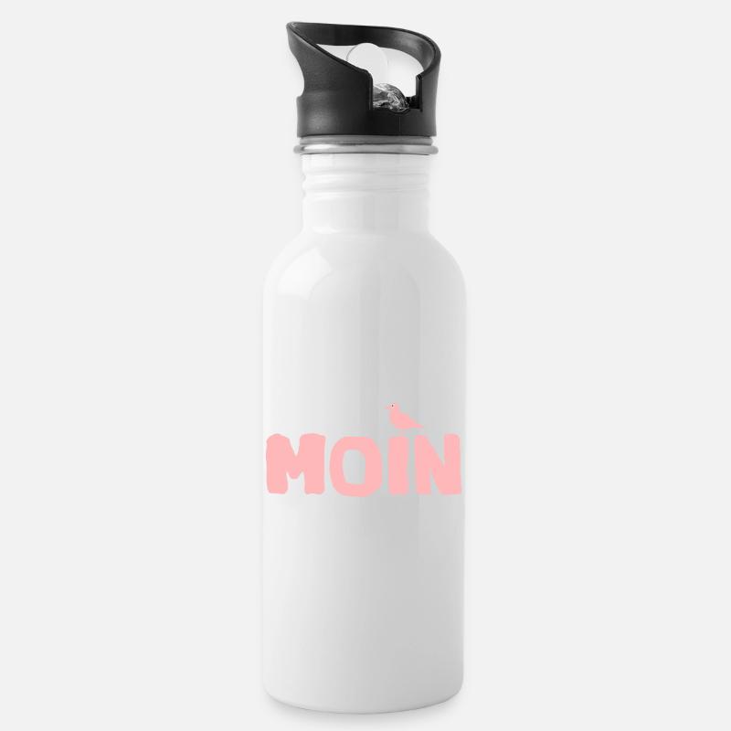 Moin die Möwe local Edition - Trinkflasche mit integriertem Trinkhalm - Weiß
