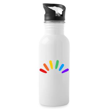Rainbow LGBTQIA gay subtle pride - Water bottle with straw - white - Right
