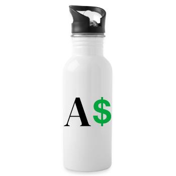 Dollar-Buchstabe - Trinkflasche mit integriertem Trinkhalm - Weiß - Rechts