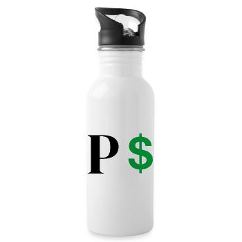 Buchstabe p Dollar - Trinkflasche mit integriertem Trinkhalm - Weiß - Rechts