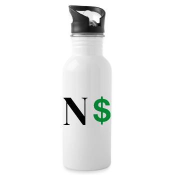 Letter n dollar - Water bottle with straw - white - Right