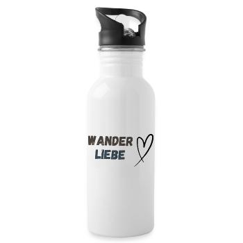Schriftzug Wanderliebe und Herz, schlicht - Trinkflasche mit integriertem Trinkhalm - Weiß - Rechts