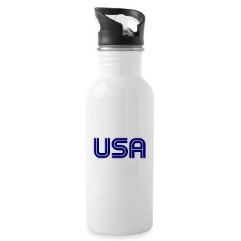Logo des États-Unis Slogan - États-Unis d’Amérique - Gourde avec paille intégrée - blanc - Droite