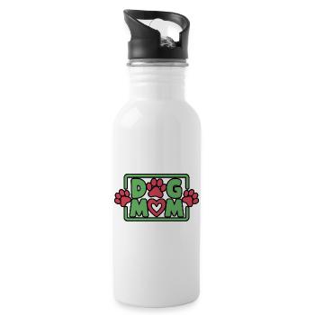 Dog Mom. - Water bottle with straw - white - Right