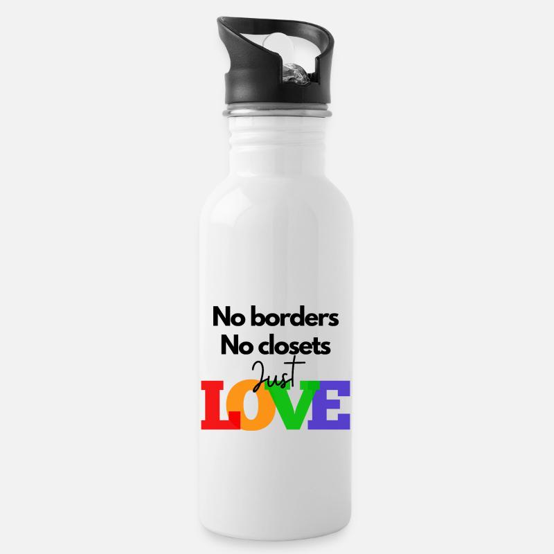 Without borders, without secrets, just love - Water bottle with straw - white