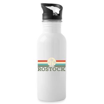 Rostock Retro Palms - Trinkflasche mit integriertem Trinkhalm - Weiß - Rechts