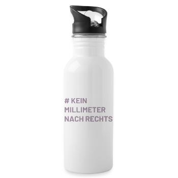 Antifa Mindset kein Millimeter nach rechts - Trinkflasche mit integriertem Trinkhalm - Weiß - Rechts