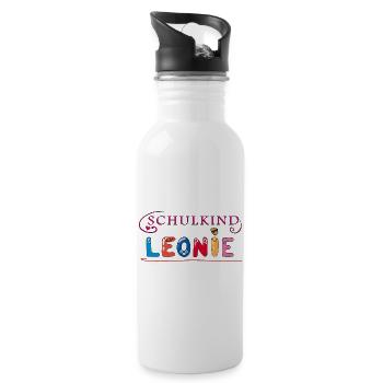 Schulkind Leonie Einschulung - Trinkflasche mit integriertem Trinkhalm - Weiß - Rechts