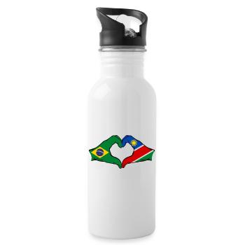 Brésil Palestine Drapeau Mains Coeur Forme - Gourde avec paille intégrée - blanc - Droite