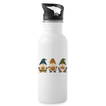 Three garden gnome gnomes motif for autumn - Water bottle with straw - white - Right