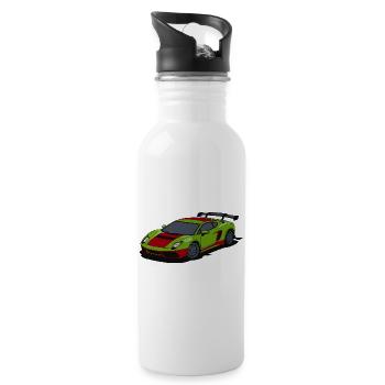 Neon Lime Sportscar Burst - Water bottle with straw - white - Right