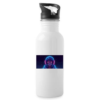 Neon gamer avec casque - Gourde avec paille intégrée - blanc - Droite