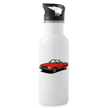 Rotes Cabrio Offenes Dach - Trinkflasche mit integriertem Trinkhalm - Weiß - Rechts