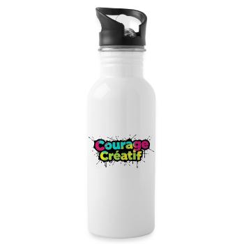 Courage Créatif Bunte Typografie - Trinkflasche mit integriertem Trinkhalm - Weiß - Rechts